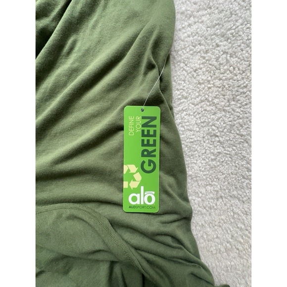 NWT ALO SPORTS Yoga Cover-up Vest Open Front Organic Cotton Size S Army Green - Picture 5 of 9